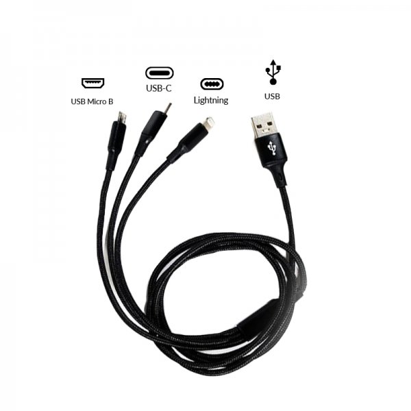 Cable USB 3 in 1 - Type C / Micro Usb / Lightning 125 cm 2.8A