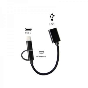 USB Cable 2 in 1 to Type C + Micro Usb